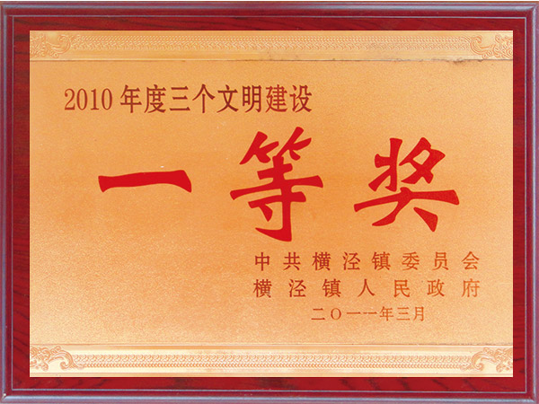 2010年度三个文明建设一等奖